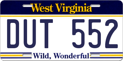 WV license plate DUT552