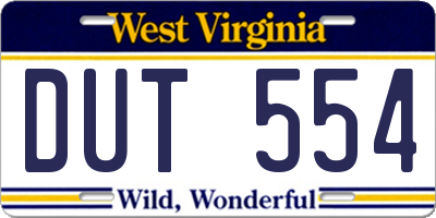 WV license plate DUT554