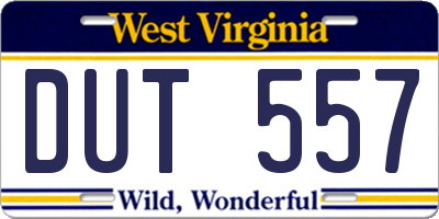 WV license plate DUT557