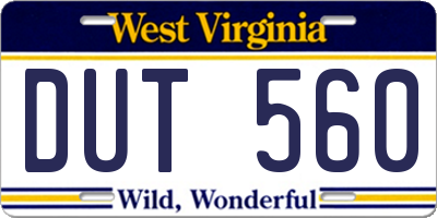 WV license plate DUT560
