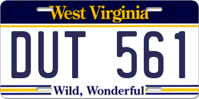 WV license plate DUT561
