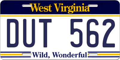 WV license plate DUT562