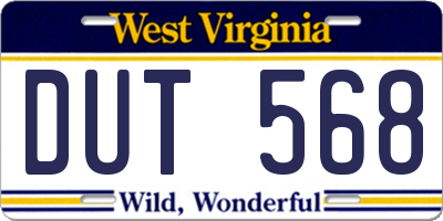 WV license plate DUT568