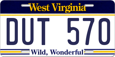 WV license plate DUT570