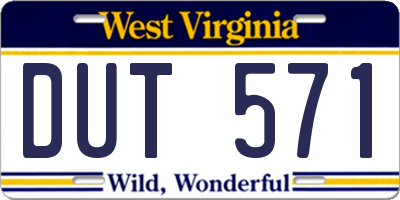 WV license plate DUT571