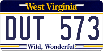 WV license plate DUT573