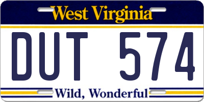 WV license plate DUT574