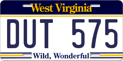 WV license plate DUT575