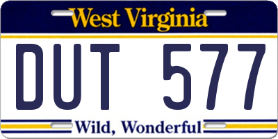 WV license plate DUT577