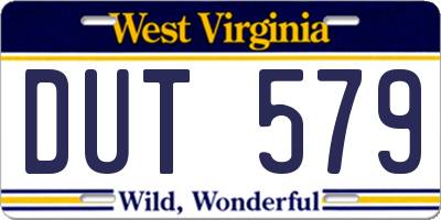WV license plate DUT579