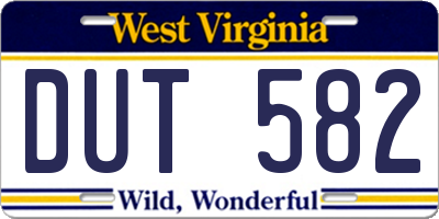 WV license plate DUT582