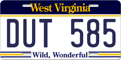 WV license plate DUT585