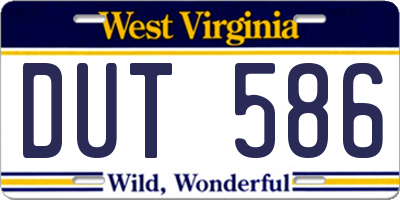 WV license plate DUT586