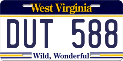 WV license plate DUT588