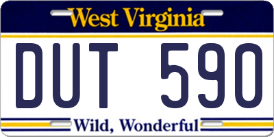 WV license plate DUT590