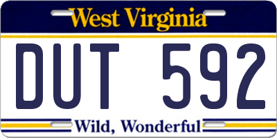 WV license plate DUT592