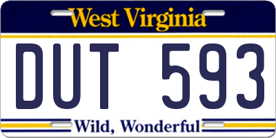 WV license plate DUT593