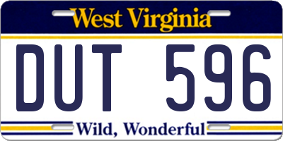 WV license plate DUT596