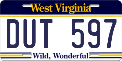 WV license plate DUT597