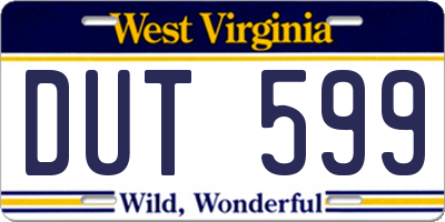 WV license plate DUT599