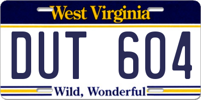 WV license plate DUT604