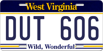 WV license plate DUT606