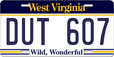 WV license plate DUT607