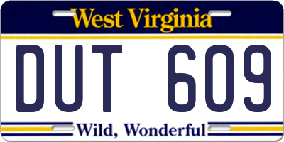 WV license plate DUT609