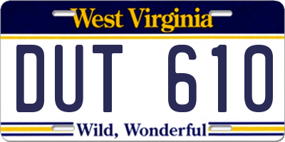 WV license plate DUT610