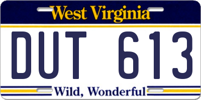 WV license plate DUT613