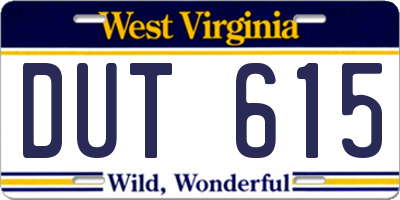 WV license plate DUT615