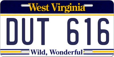 WV license plate DUT616
