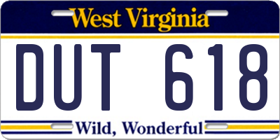 WV license plate DUT618