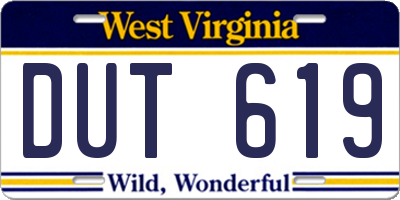 WV license plate DUT619