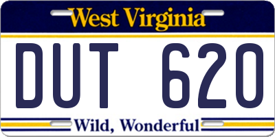 WV license plate DUT620