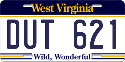 WV license plate DUT621