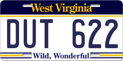 WV license plate DUT622
