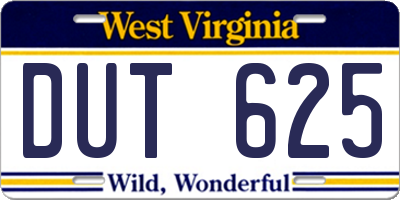 WV license plate DUT625