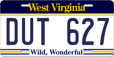 WV license plate DUT627