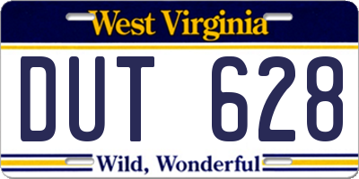 WV license plate DUT628