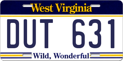 WV license plate DUT631