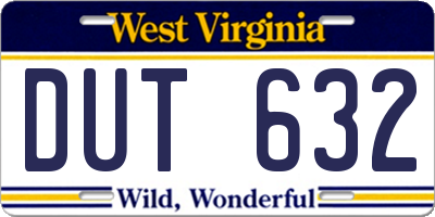 WV license plate DUT632