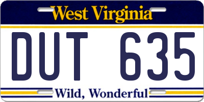 WV license plate DUT635