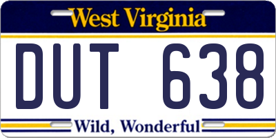 WV license plate DUT638