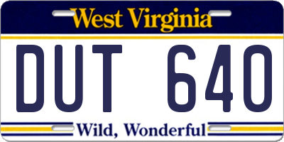 WV license plate DUT640