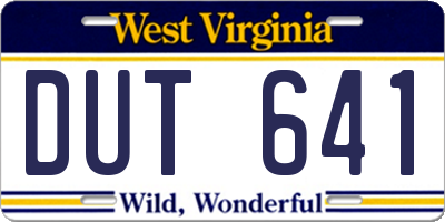 WV license plate DUT641