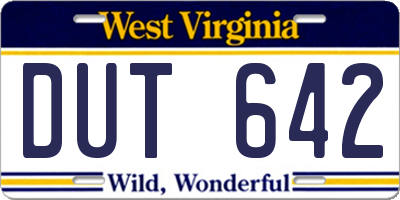 WV license plate DUT642