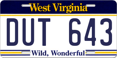 WV license plate DUT643