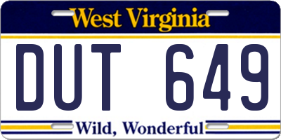 WV license plate DUT649