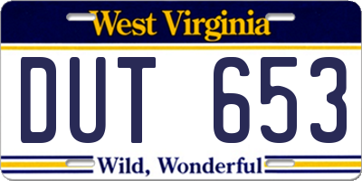WV license plate DUT653